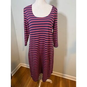 Saint James Depuis 1889 Striped Dress USA 10 Navy Red Made in France Breton